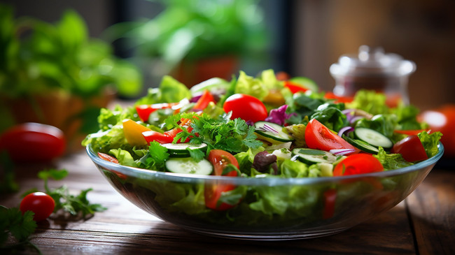 Обои картинки фото еда, салаты,  закуски, овощной, салат, помидоры, огурцы, зелень