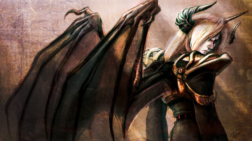 Картинка фэнтези демоны рога крылья демон