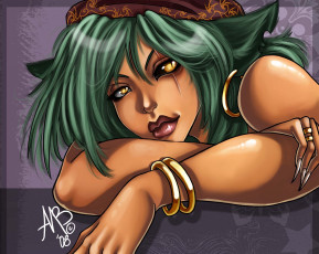 Картинка фэнтези девушки amberly berendson harpyqueen девушка эльф серьги браслет лицо шрам руки ногти