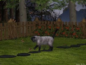 Картинка 3д графика animals животные кот