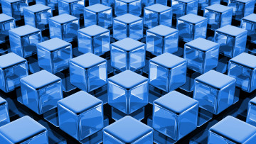 Картинка 3д графика modeling моделирование голубой кубики