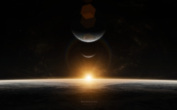 Картинка космос арт mundane планеты восход звезды sunrise