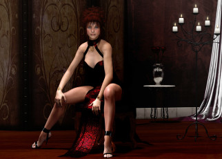 Картинка 3д+графика people+ люди свечи взгляд девушка