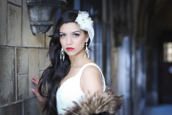 Картинка девушки -unsort+ брюнетки +шатенки лицо серьги бант прическа взгляд