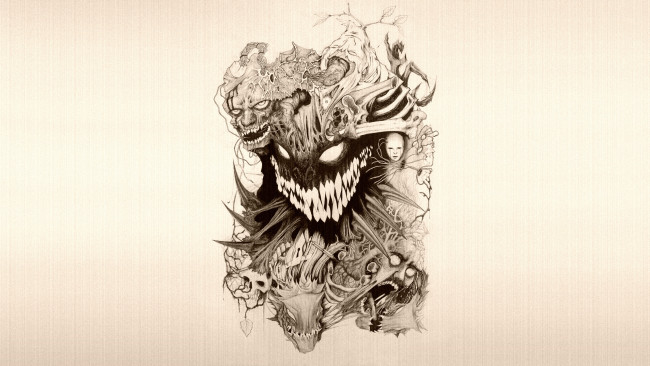 Обои картинки фото рисованные, минимализм, чёрт, ужас, демон, смерть