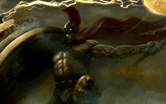 Обои картинки фото фэнтези, демоны, демон, шлем, магия, воин