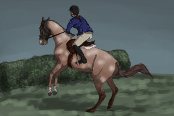 Картинка рисованное животные +лошади ипподром лошадь скачки жокей