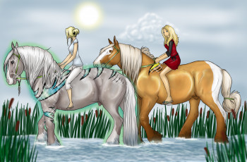 Картинка рисованное животные +лошади всадники лошади