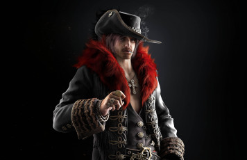 Картинка 3д+графика люди+ people шляпа мужчина крест монета