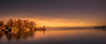 Картинка рисованное природа дом лес река