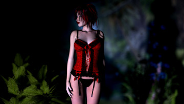 Картинка 3д+графика люди+ people рыжая фон взгляд девушка