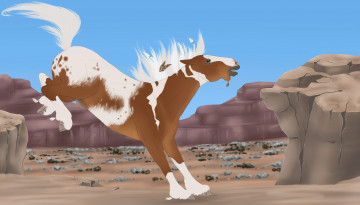 Картинка рисованное животные +лошади фон лошадь