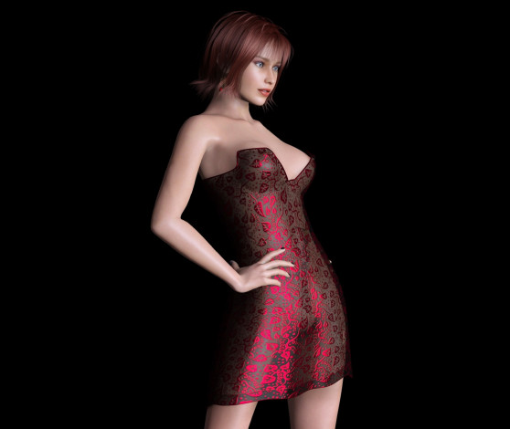 Обои картинки фото 3д графика, люди , people, рыжая, девушка, взгляд, фон