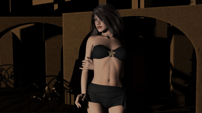 Обои картинки фото 3д графика, люди , people, взгляд, девушка, фон