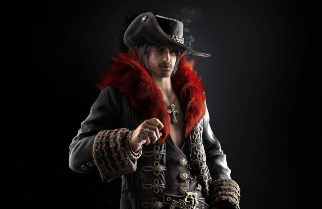 Обои картинки фото 3д графика, люди , people, шляпа, мужчина, крест, монета