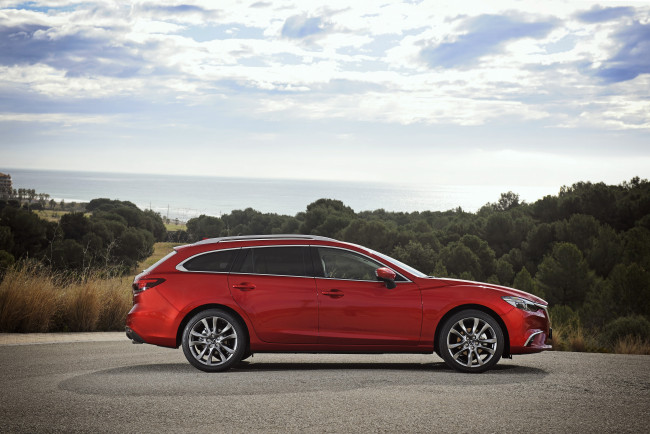 Обои картинки фото автомобили, mazda, gj, 2015г, красный, wagon, mazda6