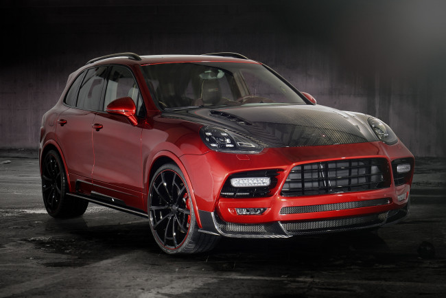Обои картинки фото автомобили, porsche, mansory, красный, 2015г, 958, turbo, cayenne