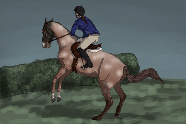 Обои картинки фото рисованное, животные,  лошади, ипподром, лошадь, скачки, жокей