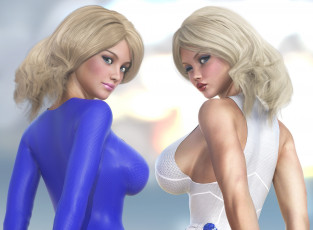 Картинка 3д+графика люди+ people девушки взгляд фон