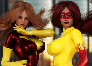 Картинка 3д+графика люди+ people девушки взгляд фон