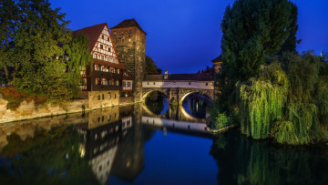 обоя города, - мосты, нюрнберг, альтштадт, германия