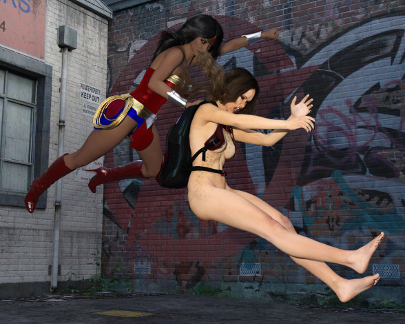 Обои картинки фото amazon vs cheetah, 3д графика, фантазия , fantasy, персонажи