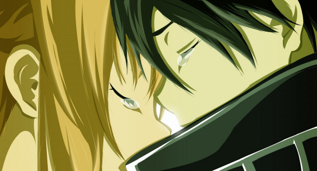 Обои картинки фото аниме, sword art online, фон, взгляд, парень