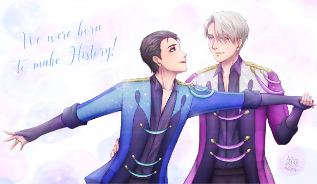 Обои картинки фото аниме, yuri on ice, виктор, никифоров, юри, катсуки