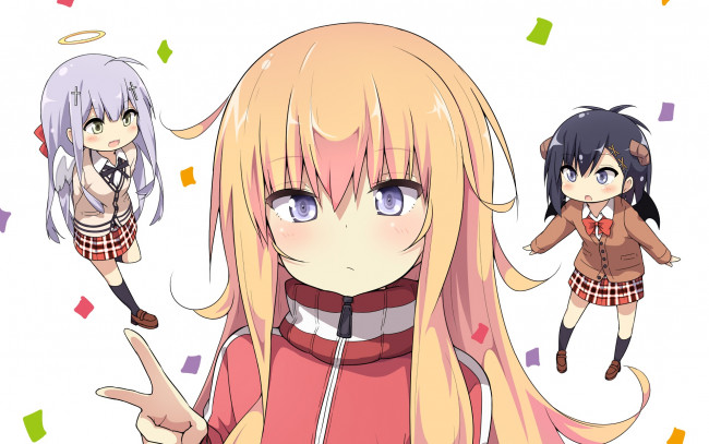 Обои картинки фото аниме, gabriel dropout, взгляд, девушка, фон