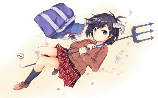 Обои картинки фото аниме, gabriel dropout, взгляд, девушка, фон