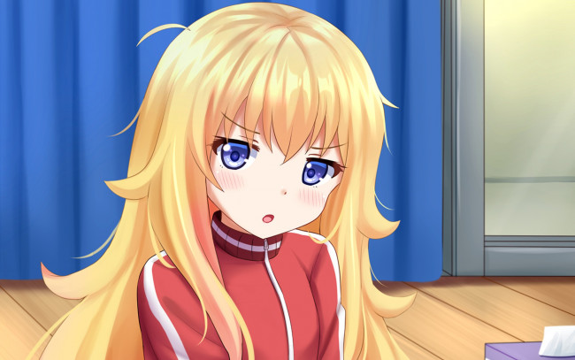 Обои картинки фото gabriel dropout, аниме, девушка, фон, взгляд