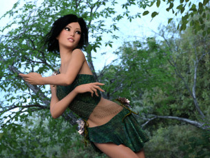 Картинка 3д+графика люди+ people взгляд фон девушка