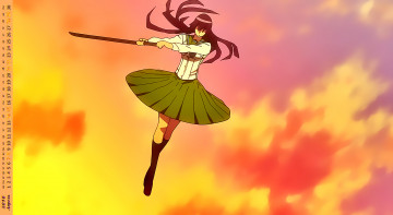 Картинка календари аниме девушка оружие полет