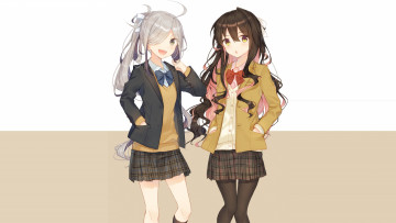 Картинка аниме kantai+collection девушки взгляд фон