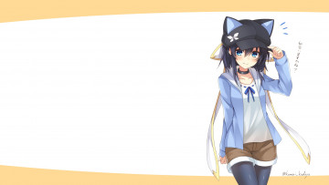 Картинка аниме животные +существа девушка взгляд фон