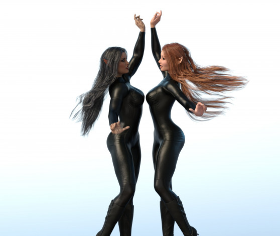 Обои картинки фото 3д графика, эльфы , elves, фон, взгляд, эльфийки