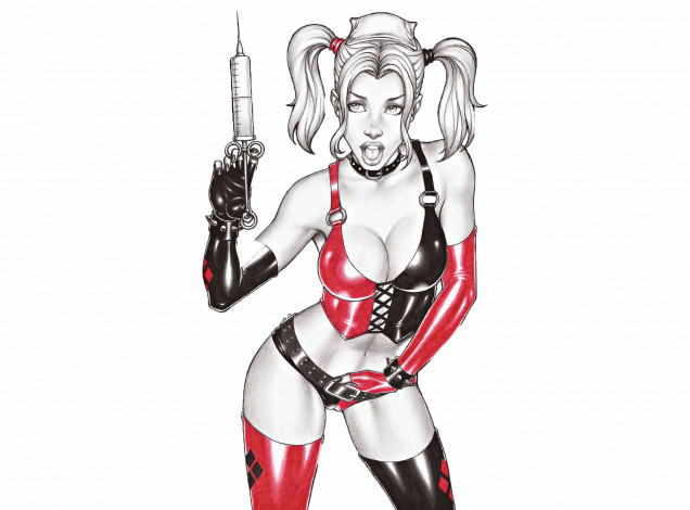 Обои картинки фото рисованное, комиксы, девушка, фон, шприц, униформа