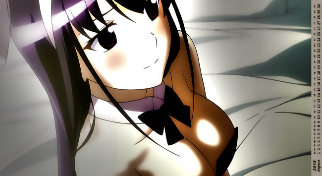 Обои картинки фото календари, аниме, девушка, взгляд, лицо