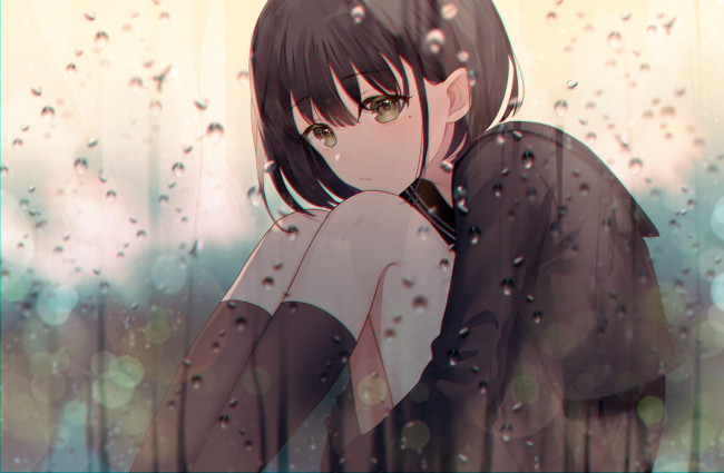 Обои картинки фото аниме, unknown,  другое , фон, взгляд, девушка