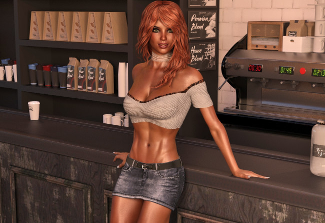 Обои картинки фото 3д графика, люди , people, фон, взгляд, девушка