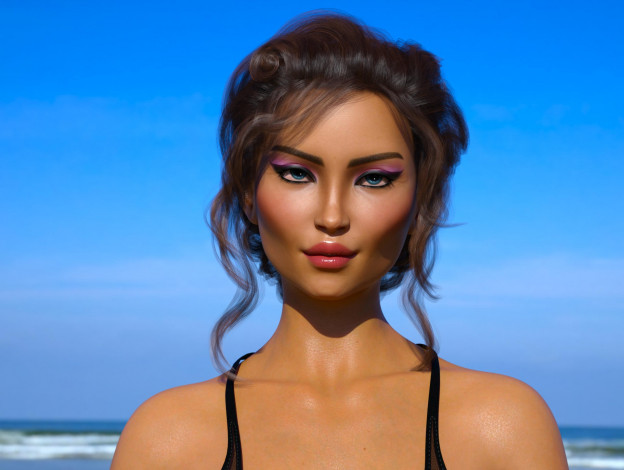 Обои картинки фото 3д графика, портрет , portraits, фон, взгляд, девушка