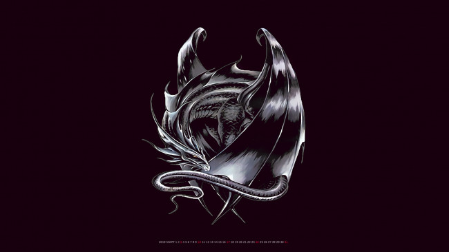 Обои картинки фото календари, фэнтези, черный, фон, дракон