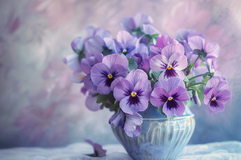 Картинка 3д+графика цветы+ flowers анютины глазки