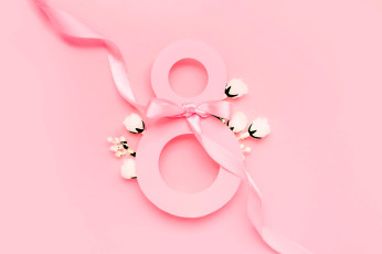 обоя праздничные, международный женский день - 8 марта, цифра, лента, цветы