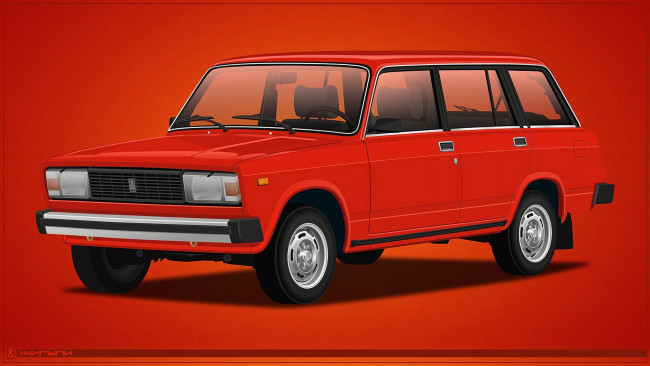 Обои картинки фото автомобили, рисованные, ваз, 2104