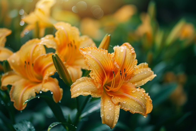 Обои картинки фото 3д графика, цветы , flowers, лилейник, капли, макро