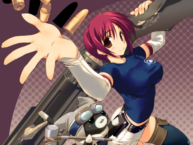 Обои картинки фото аниме, weapon, blood, technology