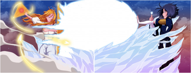 Обои картинки фото аниме, bleach, kuchiki, rukia, inoue, orihime