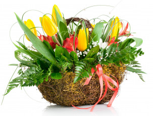 Картинка цветы букеты композиции тюльпаны альстромерии