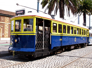 Картинка техника трамваи трамвай рельсы мостовая